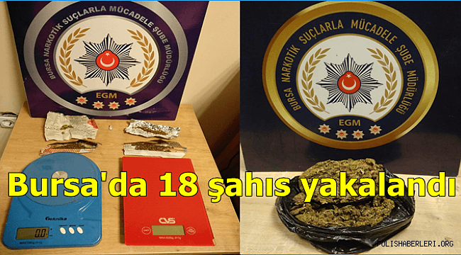 Narkotik Suçlarla Mücadele Şube Müdürlüğümüzce düzenlenen operasyonlarda 18 şahıs yakalandı 