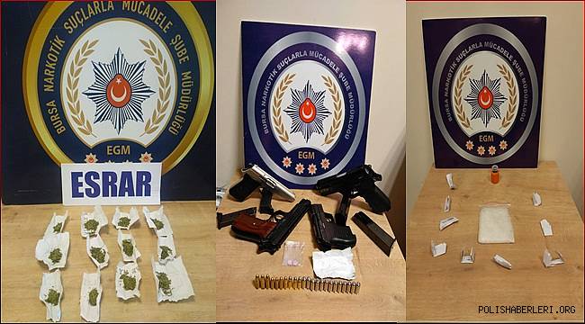 Bursa Narkotik Suçlarla Mücadele Şube Müdürlüğümüzce düzenlenen operasyonlarda 3 şahıs yakalandı 