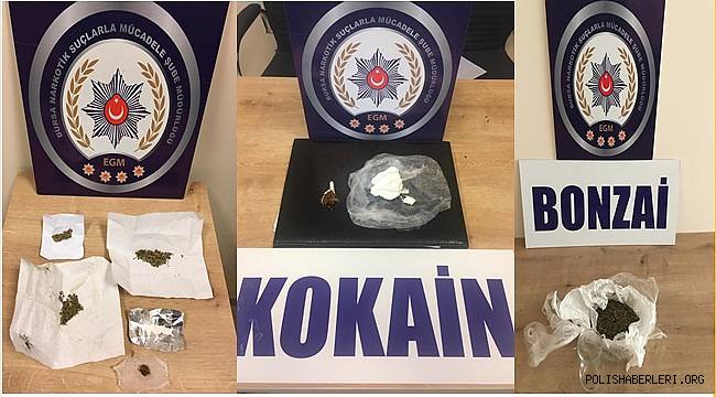 Bursa Narkotik Suçlarla Mücadele Şube Müdürlüğümüzce düzenlenen operasyonlarda 17 şahıs yakalandı 