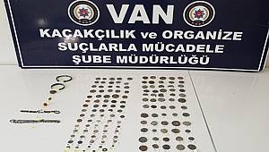 Van'da 145 Adet tarihi eser olabileceği değerlendirilen Sikke, Bilezik ve Kolye ele geçirilmiştir.