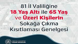 81 İl Valiliğine 18 Yaş Altı ile 65 Yaş ve Üzeri Kişilerin Sokağa Çıkma Kısıtlaması Genelgesi 