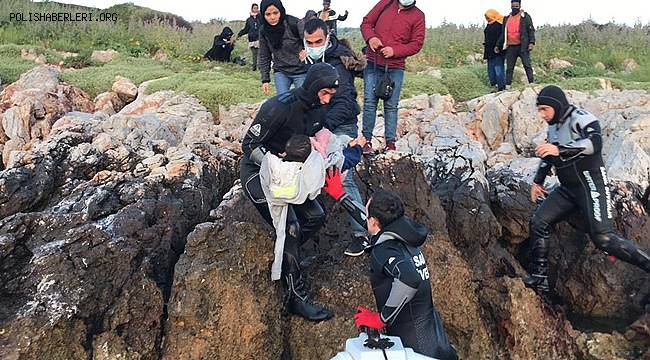 İzmir Açıklarında 14 Düzensiz Göçmen Kurtarılmıştır  