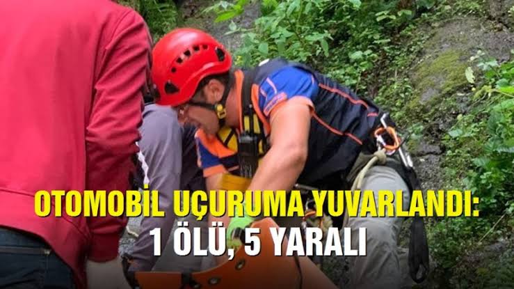 Otomobil uçuruma yuvarlandı: 1 ölü, 5 yaralı 