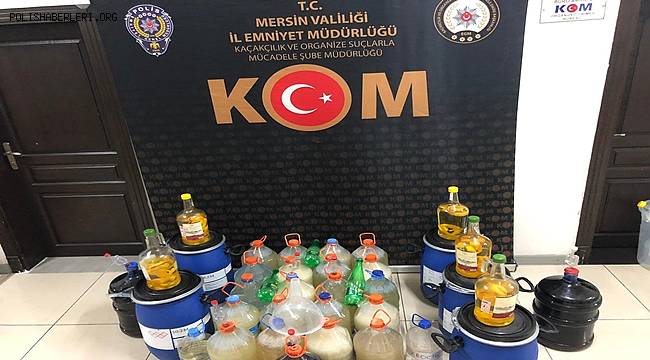 Mersin Polisi Apartman Dairesinde Sahte İçki Üreten Yabancı  Uyruklu Şahsa Operasyon Düzenledi 