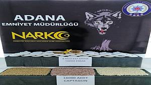 Adana'da 16 bin uyuşturucu hap ve 6 kilo esrar ele geçirildi