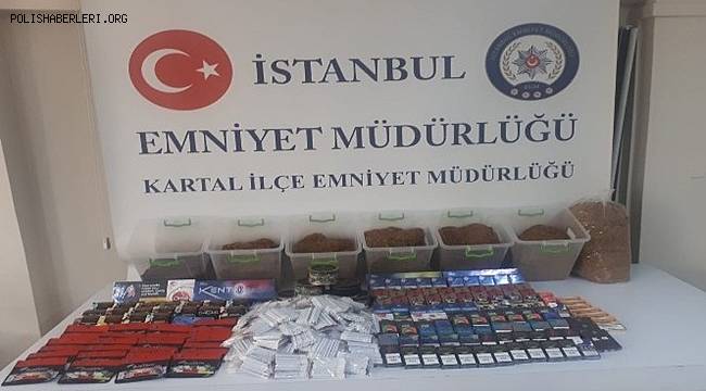 İstanbul Kartal İlçesinde Kaçak Sigara Tütün ve Dolu Makaron Operasyonu