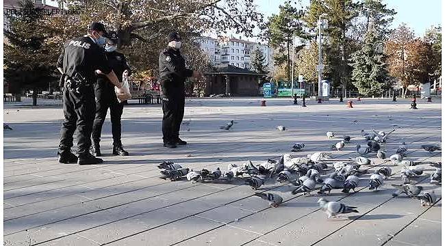Ankara Çubuk'ta polis ekipleri sokak hayvanlarını unutmadı 