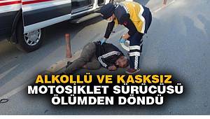 Manavgat'ta Alkollü ve kasksız motosiklet sürücüsü ölümden döndü 