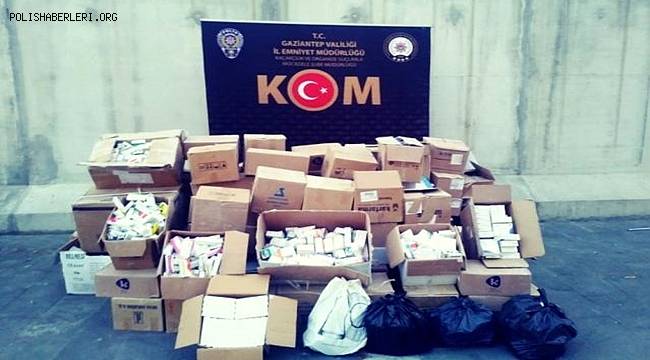 Gaziantep KOM Şube ekiplerince düzenlenen operasyonda 81 bin paket kaçak ilaç yakalandı