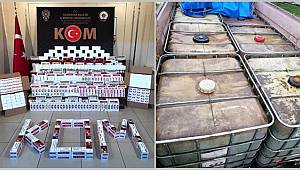 Gaziantep'te 6 ton Kaçak Akaryakıt ile 125 bin Makaron ele geçirildi