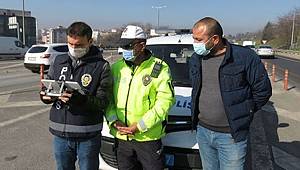Beykoz TEM Otoyolu'nda drone destekli trafik denetimi yapıldı
