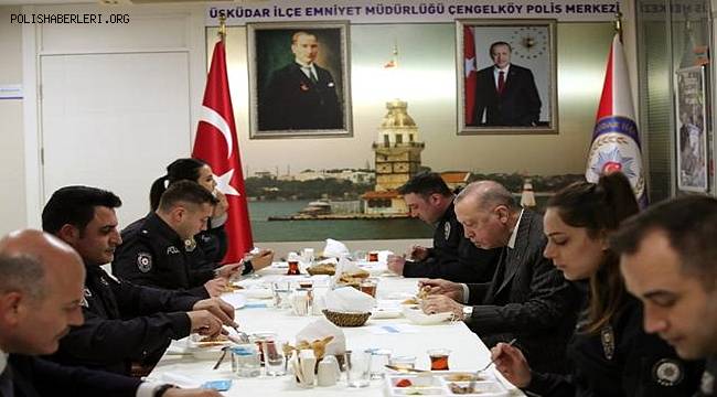 Cumhurbaşkanı Erdoğan ve Bakan Soylu, Çengelköy Polis Merkezi'nde iftar yaptı