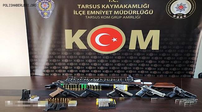 Tarsus'ta silah kaçakçılarına düzenlenen baskında 14 şüpheli gözaltına alındı