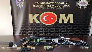 Tarsus'ta silah kaçakçılarına düzenlenen baskında 14 şüpheli gözaltına alındı