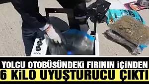 Yolcu otobüsündeki fırının içinden 6 kilo uyuşturucu çıktı
