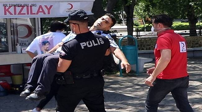 Gaziantep'te törende bayılan zabıtayı, Polis Memuru böyle kucağında taşıdı