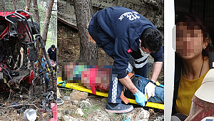 Kız arkadaşı ile tartışan genç, minibüsü uçurumdan aşağı sürdü 
