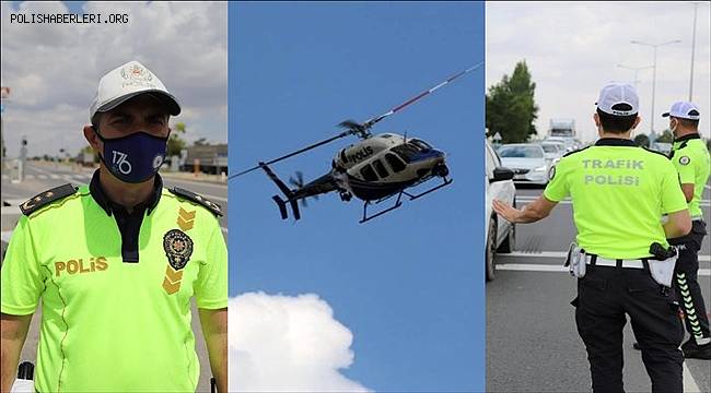 Aksaray'da helikopter destekli trafik uygulamasında 29 sürücüye ceza 