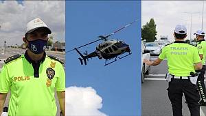 Aksaray'da helikopter destekli trafik uygulamasında 29 sürücüye ceza