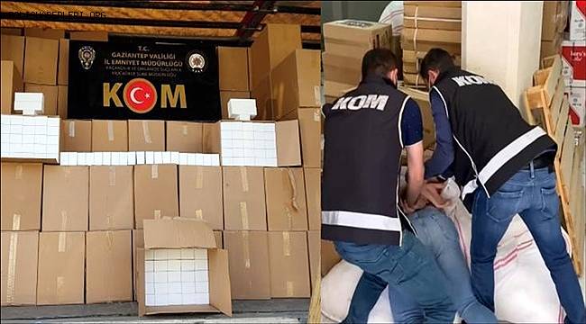 Gaziantep KOM Şube ekiplerince 2 milyon 220 bin makaron ele geçirildi
