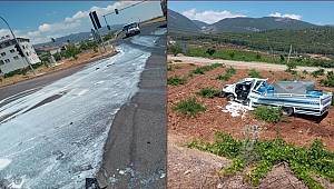 Gaziantep'te tır ile süt yüklü kamyonet çarpıştı 4 kişi yaralandı
