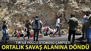Mersin'de TIR ile yolcu otobüsünün çarpıştığı feci kazada 16 kişi yaralandı