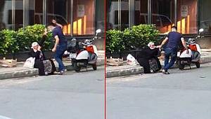 Sancaktepe'de vicdansız evlat yaşlı annesini sokak ortasında darbetti