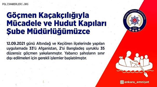 Başkentte 35 düzensiz göçmen yakalandı 