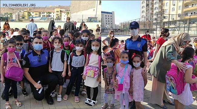 Cizre'de polis ekipleri ders başı yapan öğrencilerin heyecanını paylaştı