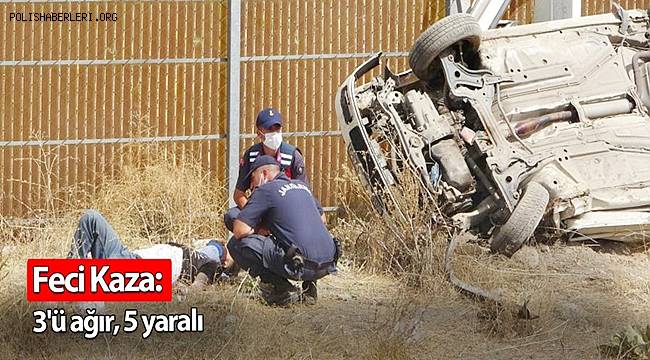 Kayseri'de otomobil şarampole yuvarlandı 3'ü ağır 5 kişi yaralandı
