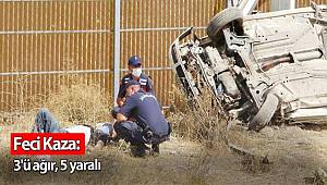 Kayseri'de otomobil şarampole yuvarlandı 3'ü ağır 5 kişi yaralandı