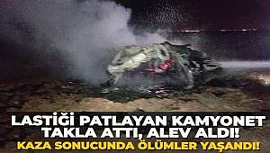 Mardin'de lastiği patlayan otomobil takla atıp alev aldı 2 kişi hayatını kaybetti