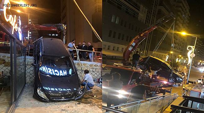 Mardin'nin artuklu ilçesinde kaza yapan araç vinç yardımıyla kurtarıldı