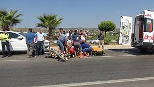 Mersin'de otomobile çarpan motosiklet sürücüsü yaralandı 