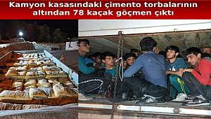 Van'da kamyon kasasındaki çimento torbalarının altından 78 kaçak göçmen çıktı