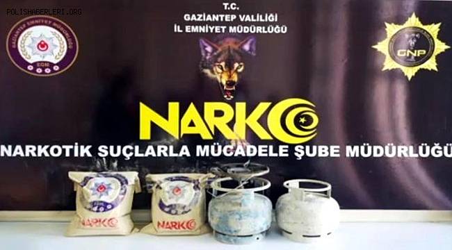 Gaziantep'te piknik tüplerine gizlenmiş 8 kilo eroin bulundu