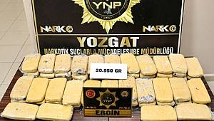 Yozgat'ta durdurulan kamyondan 20 kilo 950 gram eroin çıktı