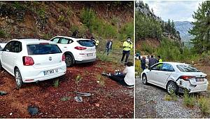 Antalya'da üç otomobilin karıştığı zincirleme kazada 3 kişi yaralandı