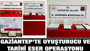 Gaziantep'te tarihi eser ve uyuşturucu ele geçirildi