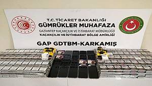Karkamış sınır kapısında sigara ile kaçak telefon yakalandı
