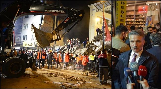 Vali Baruş Çöken Binanın Enkaz Alanında Açıklamalarda Bulundu 