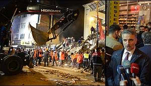 Vali Baruş Çöken Binanın Enkaz Alanında Açıklamalarda Bulundu