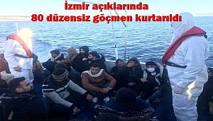 İzmir açıklarında 80 düzensiz göçmen kurtarıldı 