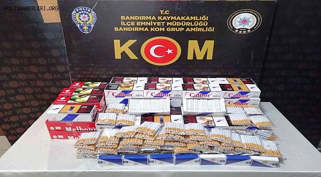 Bandırma’da on iki bin bandrolsüz dolu makaron ele geçirildi