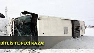 Bitlis'te kontrolden çıkan yolcu otobüsü devrildi, 15 yaralı