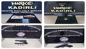 Kadirli'de narkotik ve asayiş uygulamalarında yakalanan 4 zanlı tutuklandı