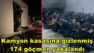 Pes dedirten görüntü! Kamyon kasasına gizlenmiş 174 göçmen yakalandı 