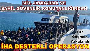 Göçmenleri İtalya’ya kaçıran tekneye İHA destekli operasyon, 197 göçmen yakalandı 