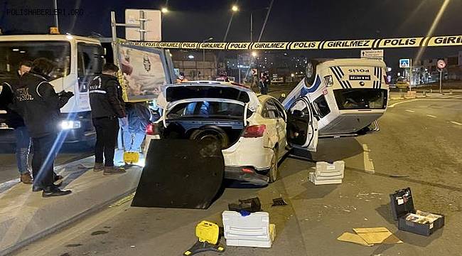 İstanbul'da şüpheli otomobili kovalayan polis aracı takla attı 