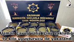 İzne çıkan uzman çavuş valiz içine sakladığı 10 kilo 50 gram uyuşturucu maddesi ile yakalandı 